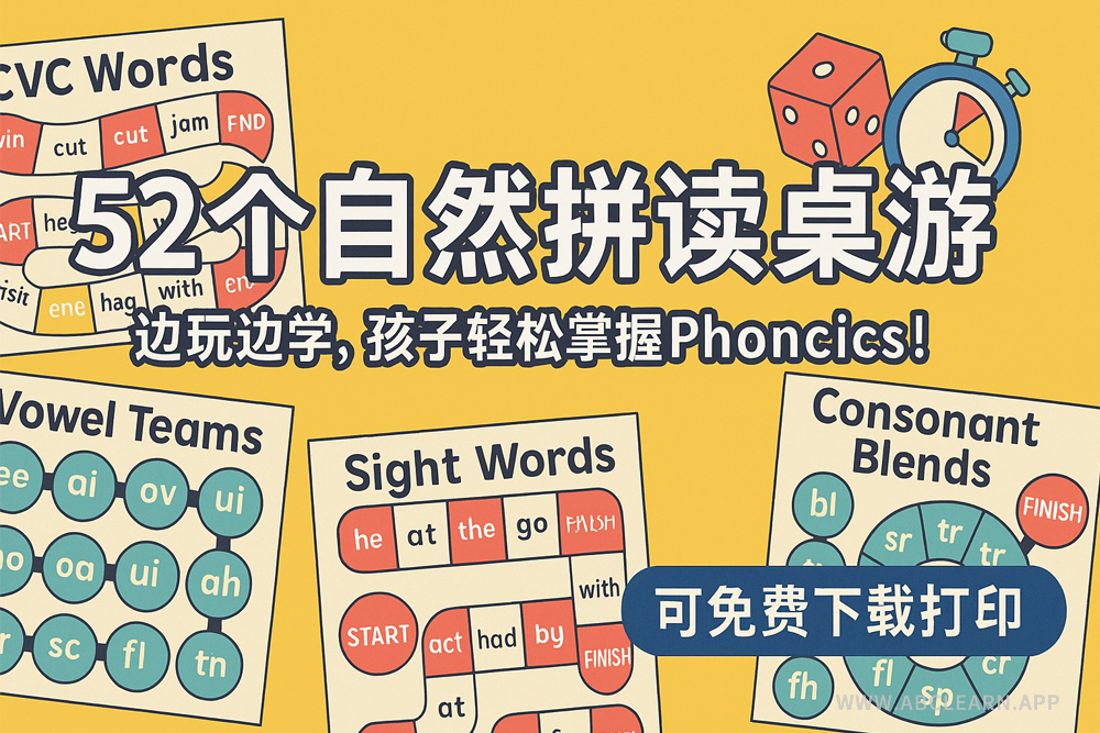 52个超实用自然拼读桌游资源可打印｜边玩边学，轻松掌握Phonics！